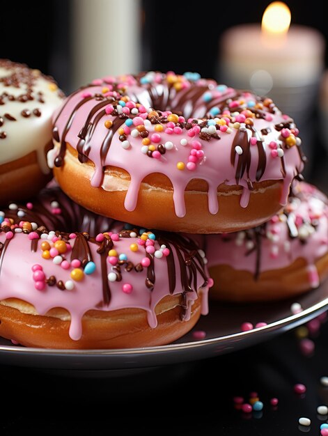 roze donuts met strooitjes