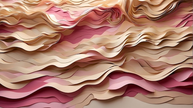 Roze en beige golven van gevouwen papier