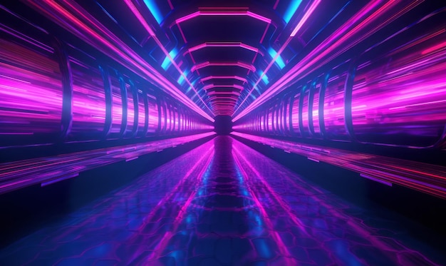 Roze en blauwe abstracte neon tunnel achtergrond