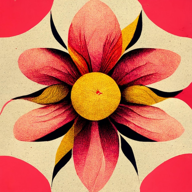 Roze en gele abstracte bloem patroon illustratie