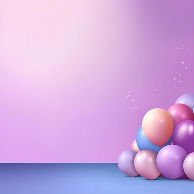 Roze en paarse ballonnen op een paarse achtergrond