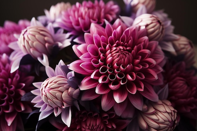 roze en paarse chrysanthemum bloemen behang