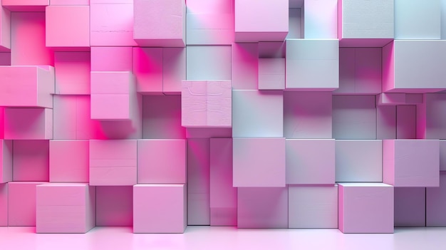 Roze en witte 3D-blokken achtergrond Futuristisch geometrisch patroon Moderne abstracte illustratie