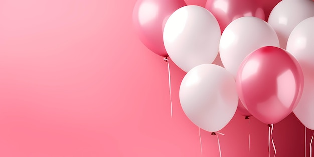 Roze en witte ballonnen compositie achtergrond Valentijnsdag ontwerp banner