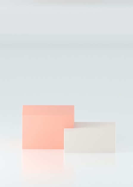 Roze en witte doos, productfase. 3D-weergave