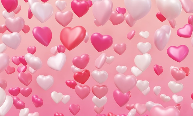 roze en witte hartballonnen