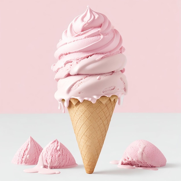 roze en witte ijsje met witte achtergrond