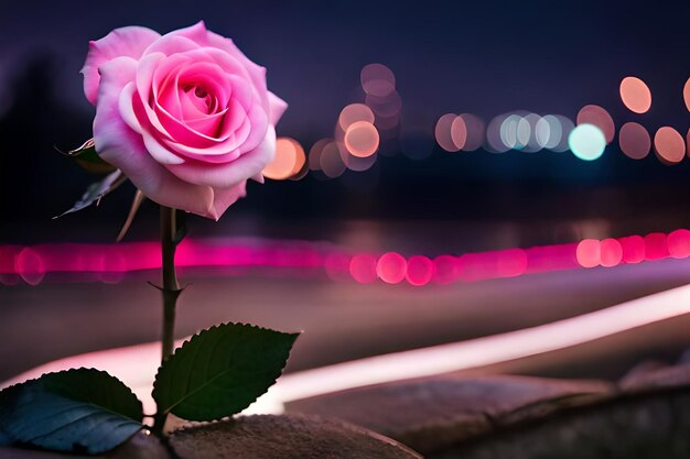 Foto roze en witte roos wordt getoond met het woord liefde op