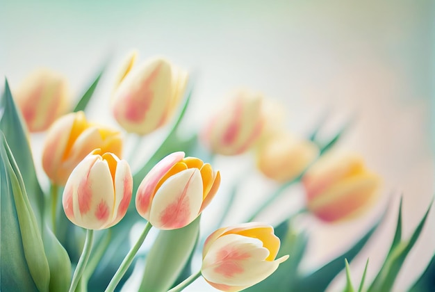 Roze en witte tulpen pastelkleuren achtergrond