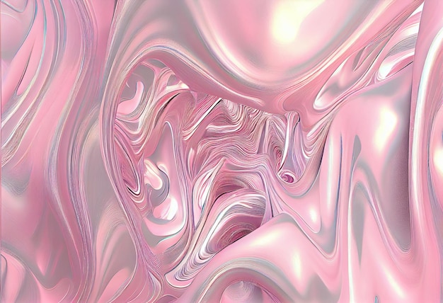 Roze en zilveren abstracte achtergrond met een roze vloeibare textuur.