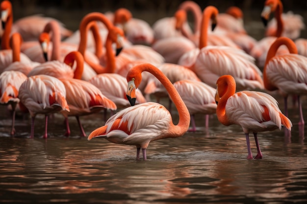 Roze flamingo bij meer Genereer Ai