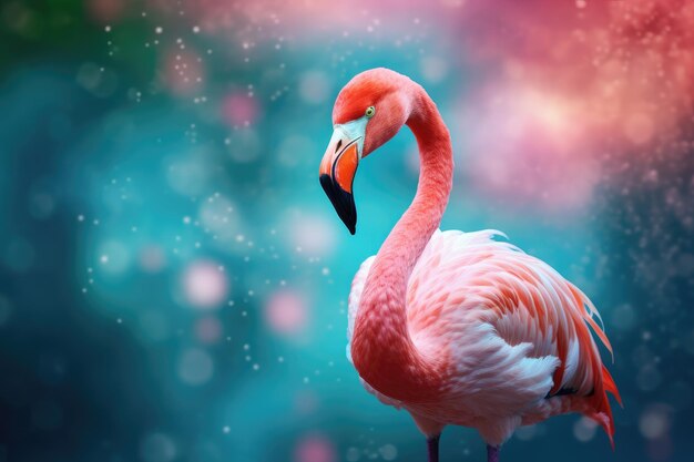 Roze flamingo blauwe achtergrond