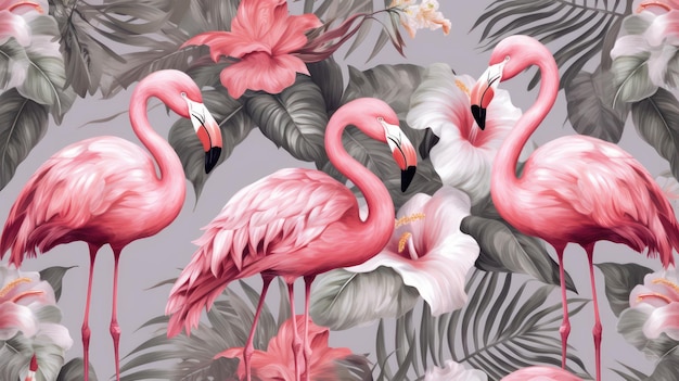 roze flamingo en roze bloem achtergrond