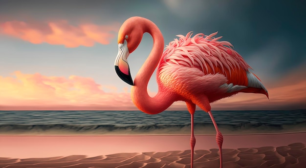 Roze flamingo klaar voor de vakantie Generatieve AI