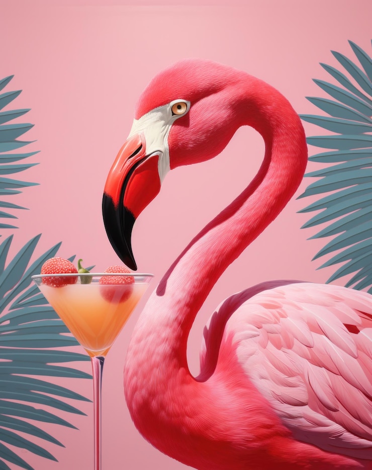 Foto roze flamingo-poster