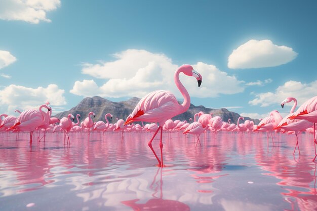 Roze flamingo's in meren