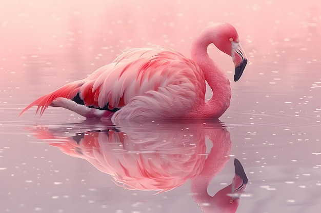 Roze flamingo's op het water