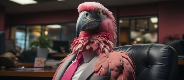 Roze flamingo zakenman in een pak mensen dier