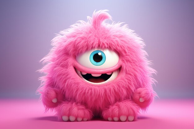 Foto roze fluffy monster ai