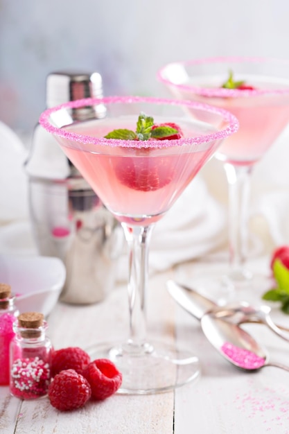 Roze framboos martini