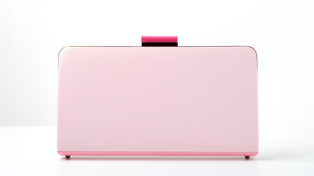 Foto roze frame clutch bag geïsoleerd op witte achtergrond met kopieerruimte voor reclame