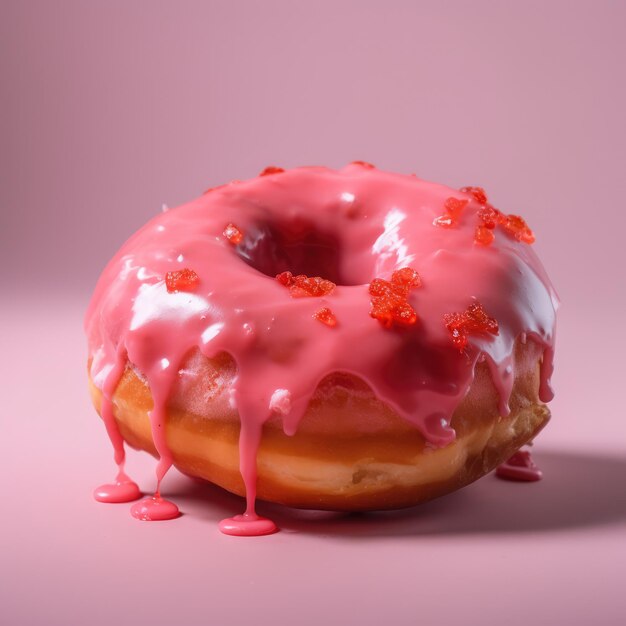 Roze geglazuurde donut generatieve ai