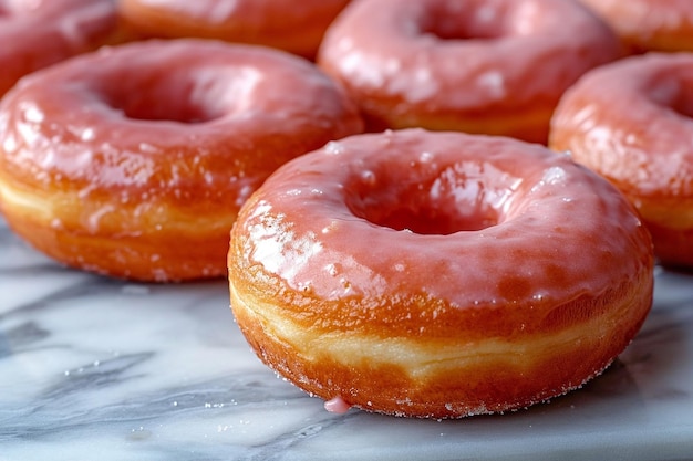 Roze geglazuurde donuts close-up shot