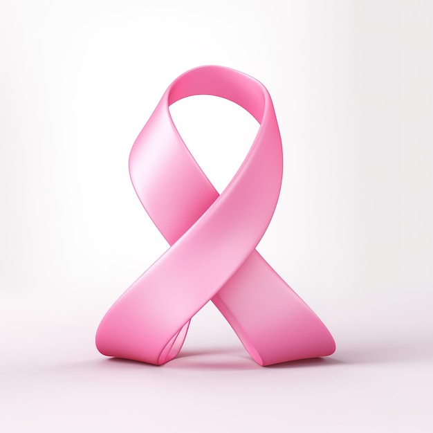 Roze gekruiste 3D-lint op een witte achtergrond borstkanker