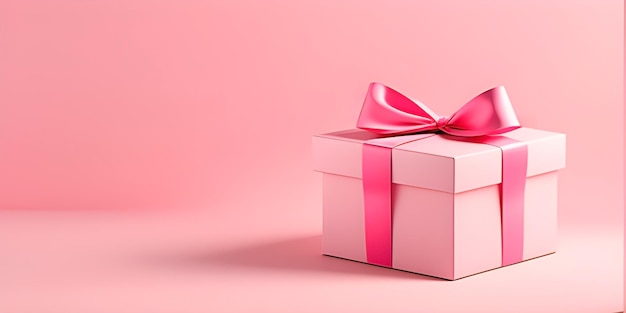 Roze geschenkdoos op pastelroze achtergrond minimale stijl
