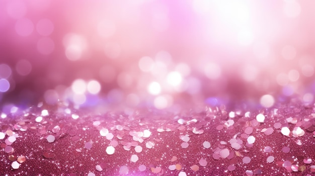 Roze glitter textuur kerstviering abstracte bokeh achtergrond met kopie ruimte ai