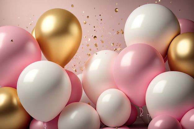 Roze gouden en witte Ballonnen Illustratie AI Generatief