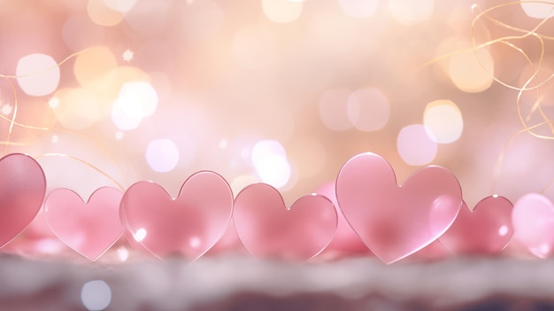 Roze harten op de achtergrond bokeh Valentijnsdag achtergrond