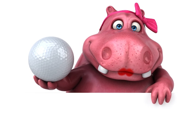 Roze Hippo - 3D Illustratie