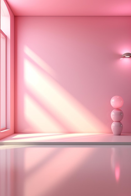 Foto roze kamer met roze ballen.