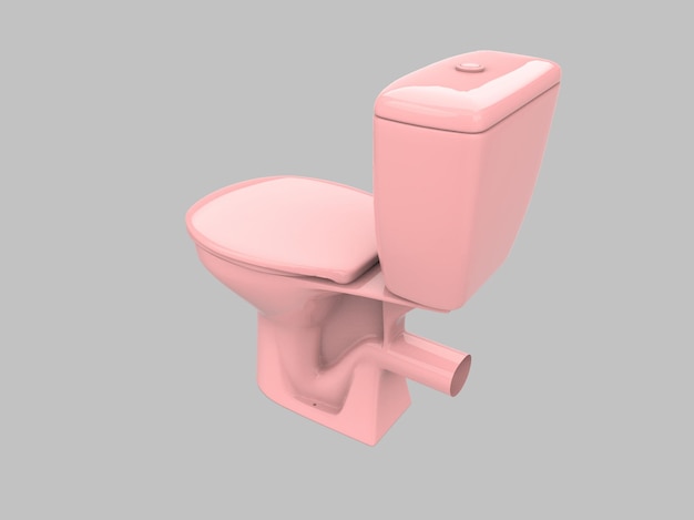 Roze kast toilet badkamer wc porselein 3d illustratie