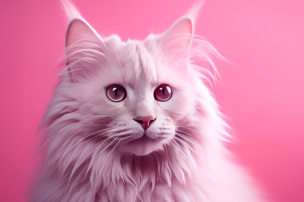 Roze kat op roze achtergrond
