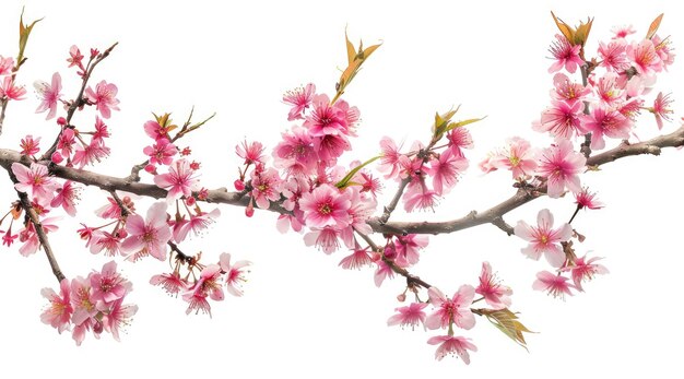 Roze kersenbloesem op witte achtergrond geïsoleerde Sakura-boomtak