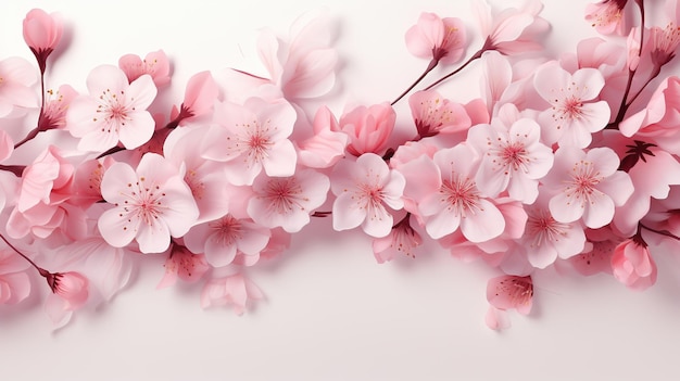 Roze kersenbloesems en vallende bloemblaadjes bloem Aquarel AI gegenereerde afbeelding