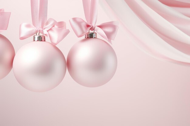 Roze kerstballen op een satijnen lint