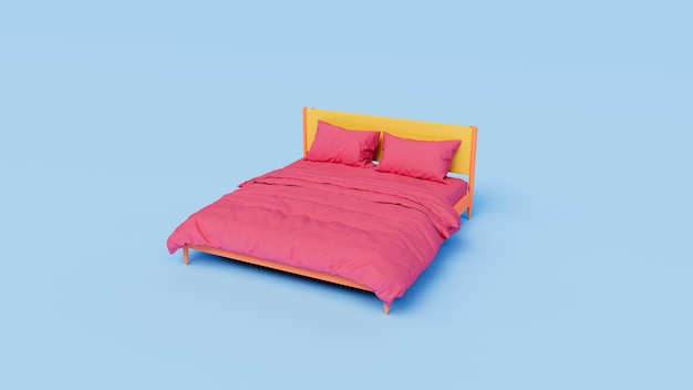 Roze kleur bed 3d render illustratie