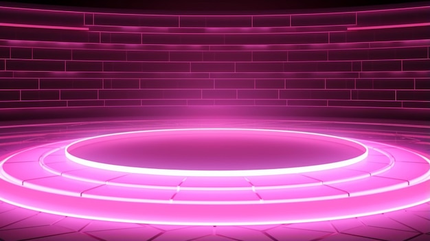 Roze LED-textuur ingericht podium Fotorealistisch modern theaterpodium Horizontale achtergrond Ai gegenereerd minimalistisch schermbehang