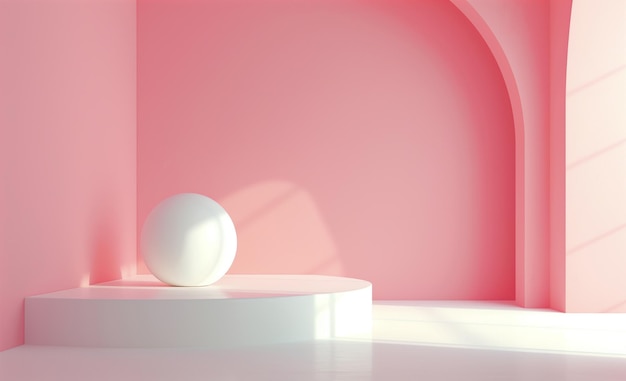 Roze lege kamer met minimalistisch helder ontwerp 3D realistische achtergrond voor meisjes