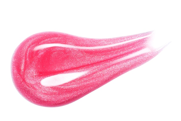 Roze lipgloss monster geïsoleerd op wit Smudged roze lipgloss