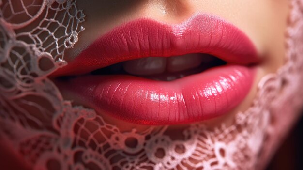 Roze lippen dichtbij Mooie perfecte make-up macro Mooie roze lipgloss reclame cosmetische mond open grote lippen