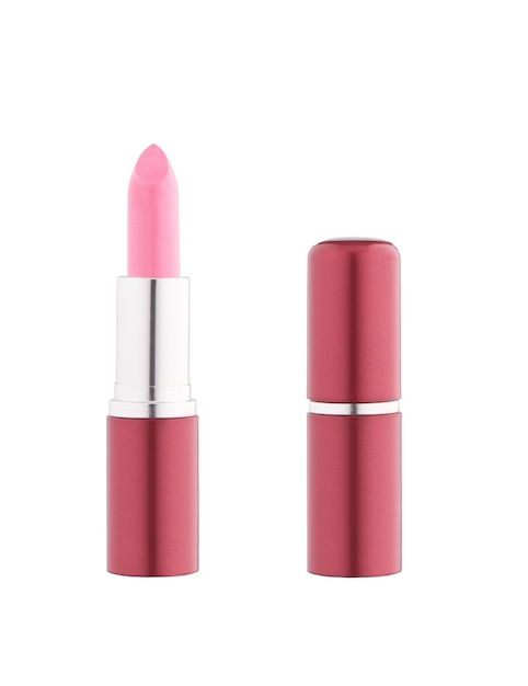 Roze lippenstift close-up geïsoleerd op een witte achtergrond. open en gesloten lippenstift.