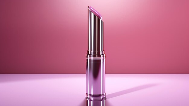 Roze lippenstift cosmetiek geïsoleerd op roze achtergrond AI gegenereerde afbeelding