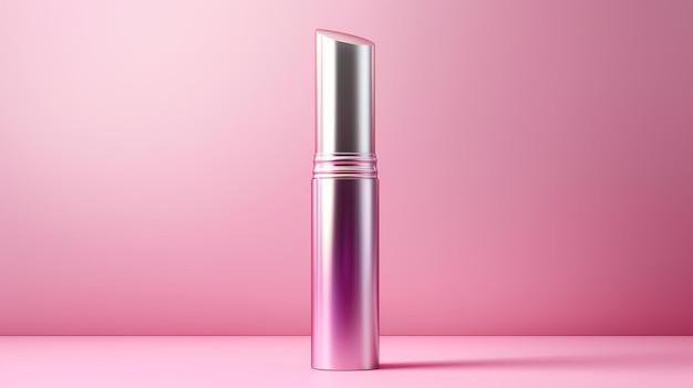 Roze lippenstift cosmetiek geïsoleerd op roze achtergrond AI gegenereerde afbeelding