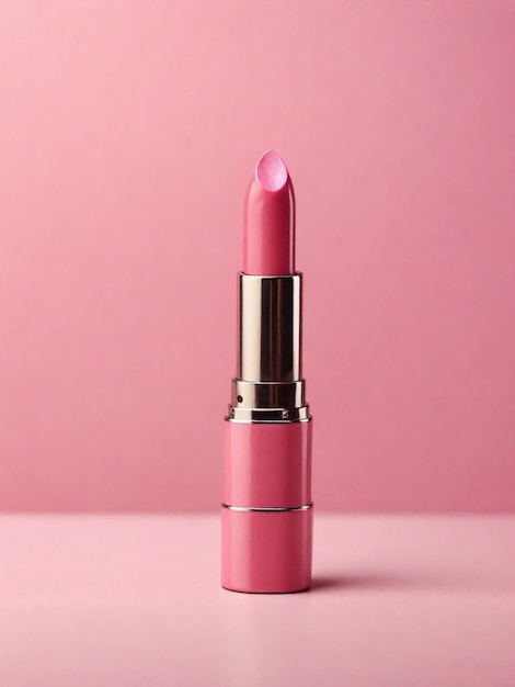 Roze lippenstift geïsoleerd op roze achtergrond