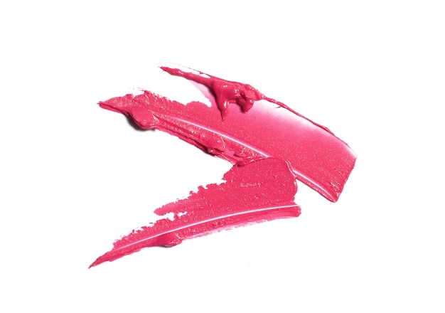 Roze lippenstift penseelstreek geïsoleerd op wit