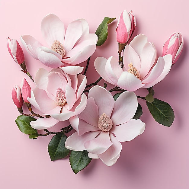 Roze magnolia bloemen geïsoleerd op een witte achtergrond